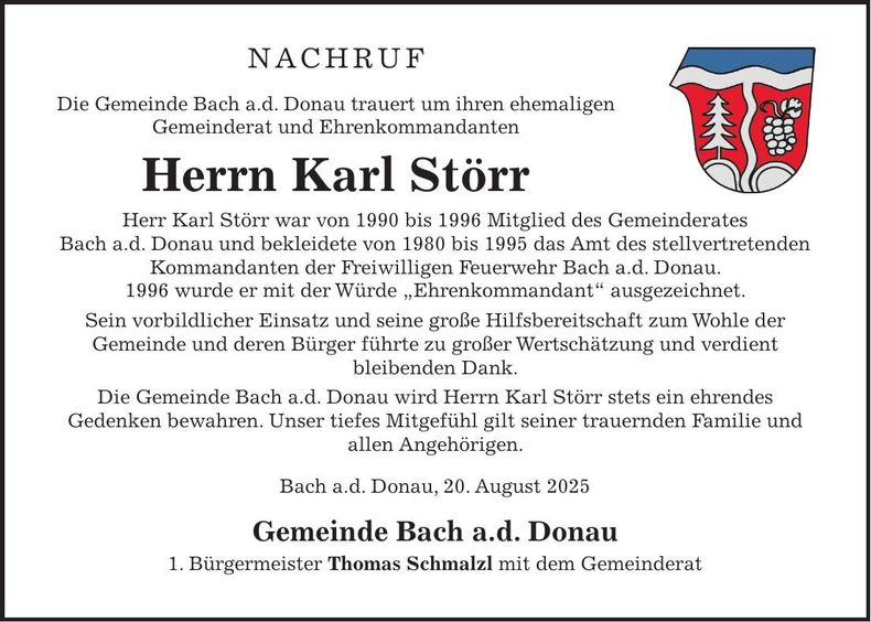 Traueranzeige Karl Störr