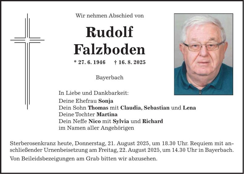 Traueranzeige Rudolf Falzboden