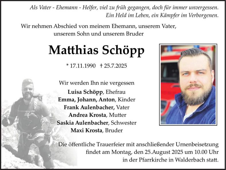 Traueranzeige Matthias Schöpp