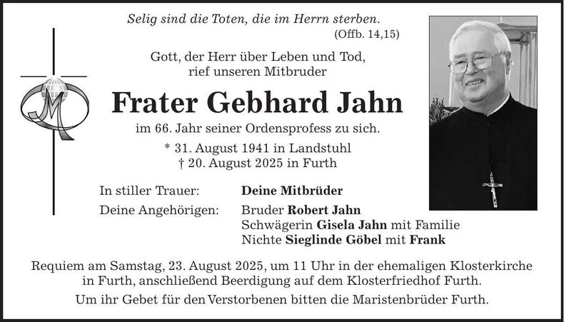 Traueranzeige Gebhard Jahn