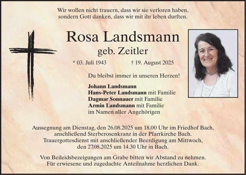 Traueranzeige Rosa Landsmann