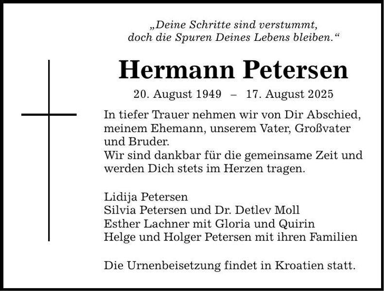 Traueranzeige Hermann Petersen