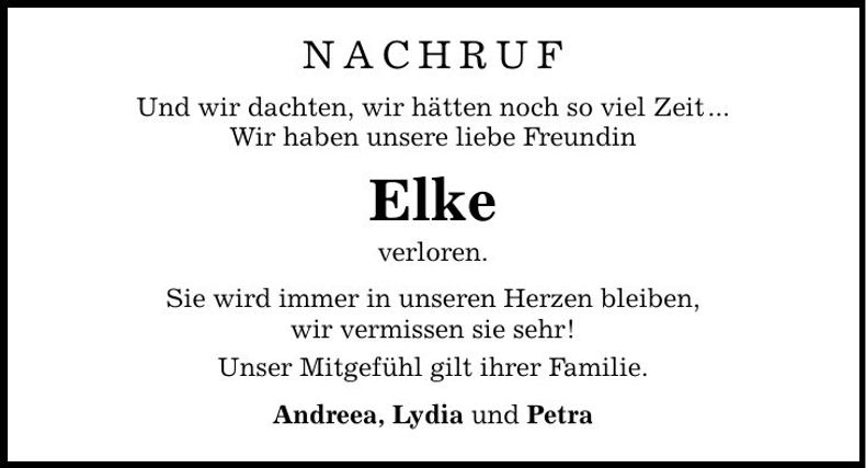 Traueranzeige Elke Zellner