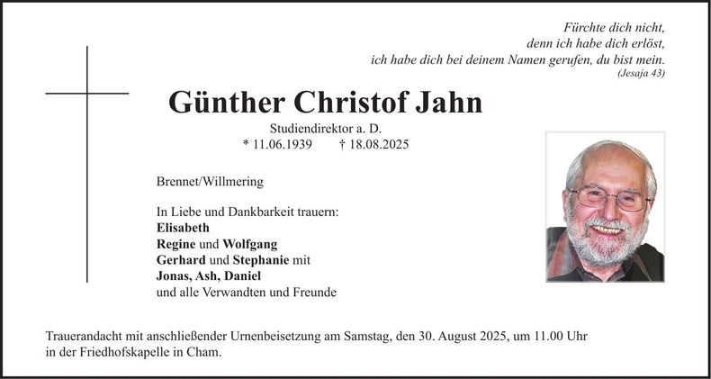Traueranzeige Günther Christof Jahn
