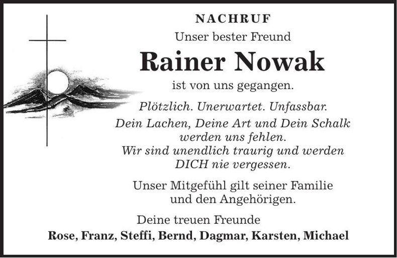 Traueranzeige Rainer Nowak