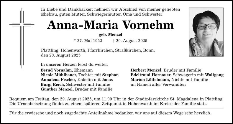 Traueranzeige Anna-Maria Vornehm