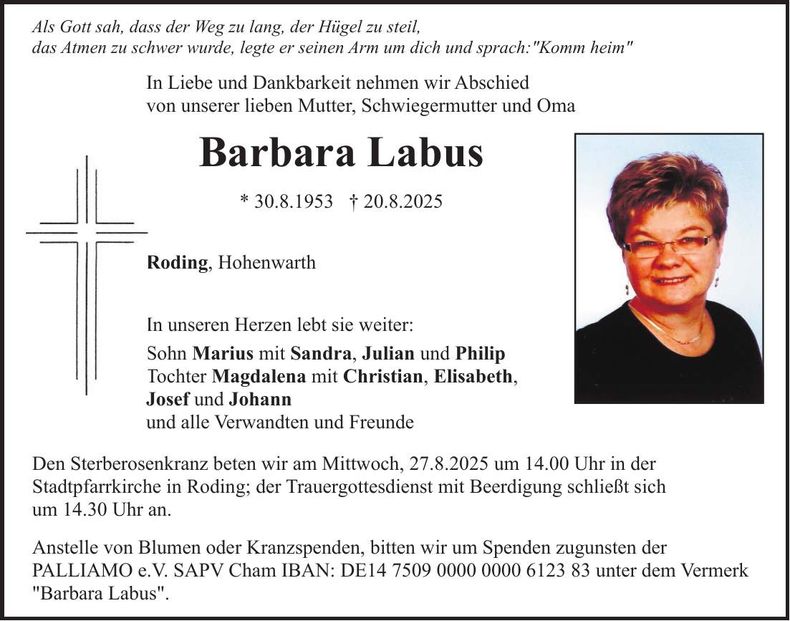 Traueranzeige Barbara Labus