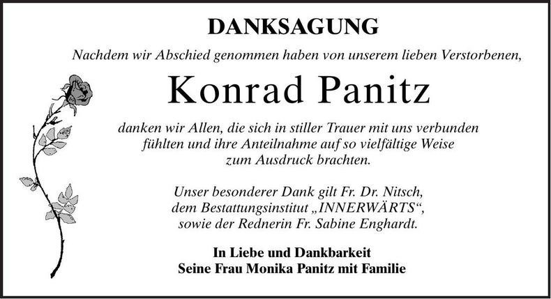 Traueranzeige Konrad Panitz