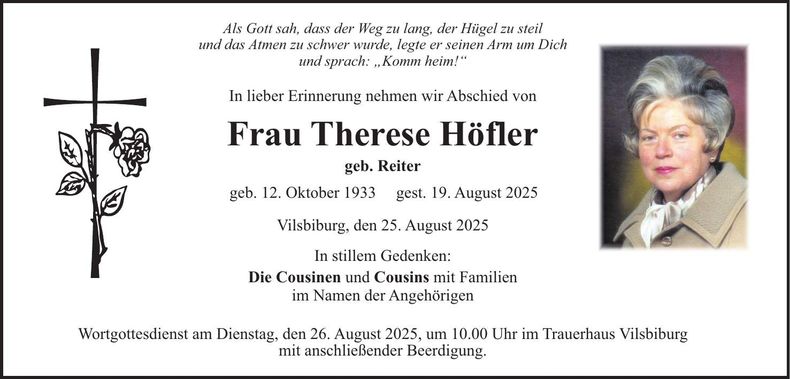 Traueranzeige Therese Höfler