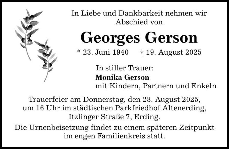 Traueranzeige Georges Gerson
