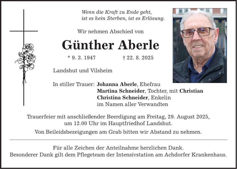 Traueranzeige Günther Aberle