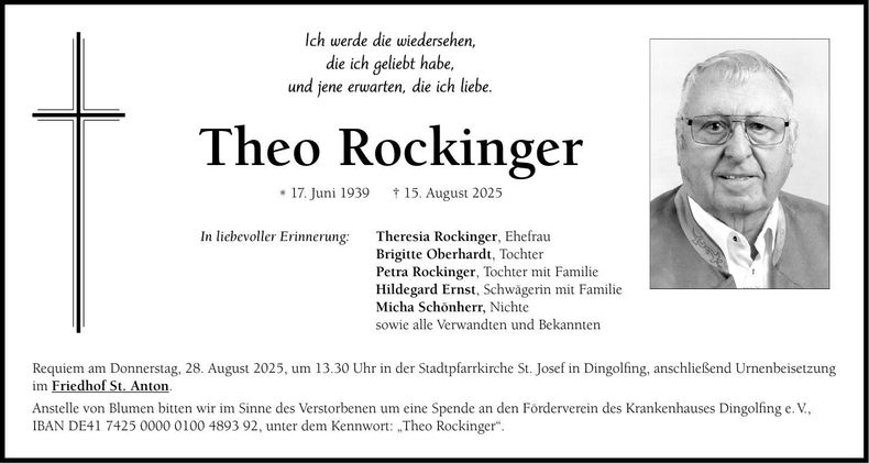 Traueranzeige Theo Rockinger