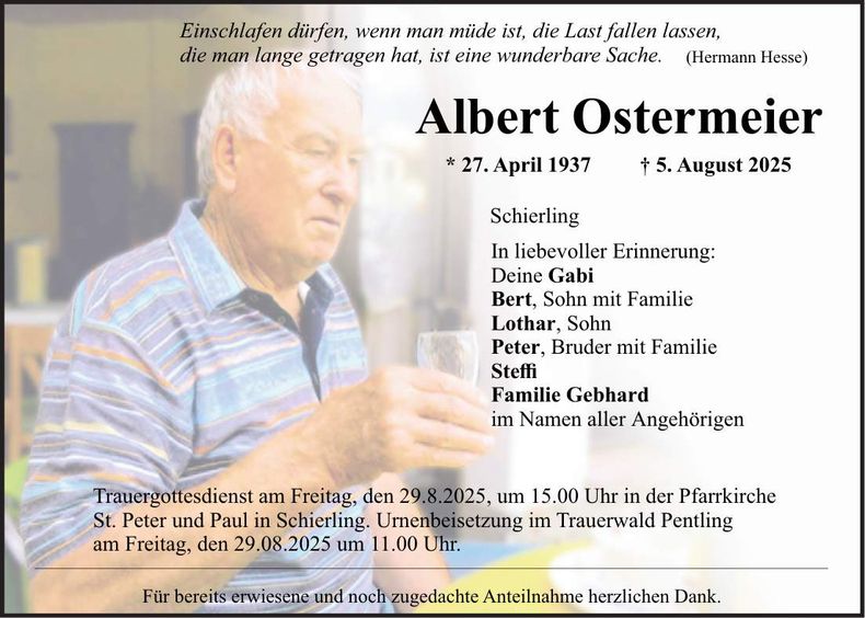 Traueranzeige Albert Ostermeier