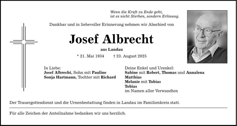 Traueranzeige Josef Albrecht
