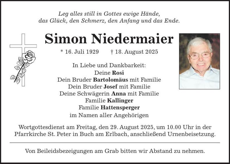 Traueranzeige Simon Niedermaier