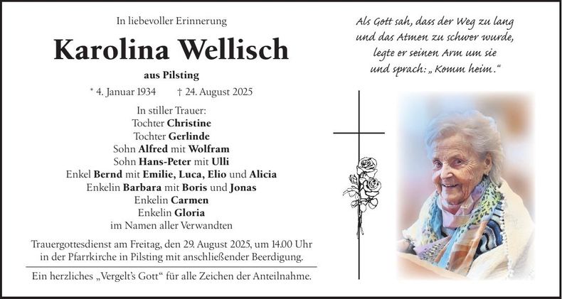 Traueranzeige Karolina Wellisch
