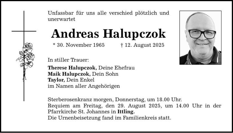 Traueranzeige Andreas Halupczok