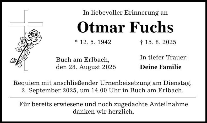 Traueranzeige Otmar Fuchs