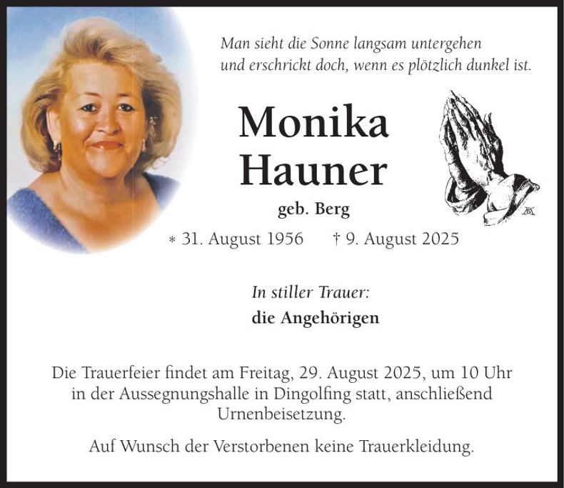 Traueranzeige Monika Hauner