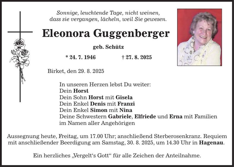Traueranzeige Eleonora Guggenberger