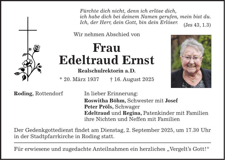 Traueranzeige Edeltraud Ernst