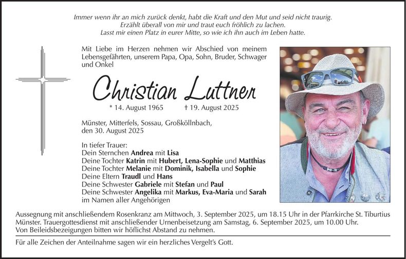 Traueranzeige Christian Luttner