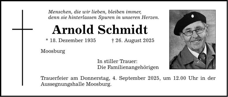 Traueranzeige Arnold Schmidt