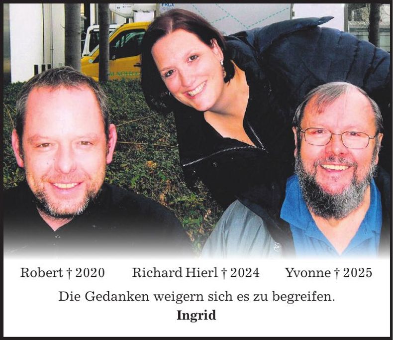 Traueranzeige Richard, Yvonne Robert