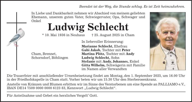 Traueranzeige Ludwig Schlecht