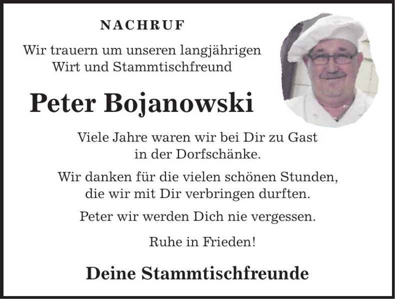 Traueranzeige Peter Bojanowski