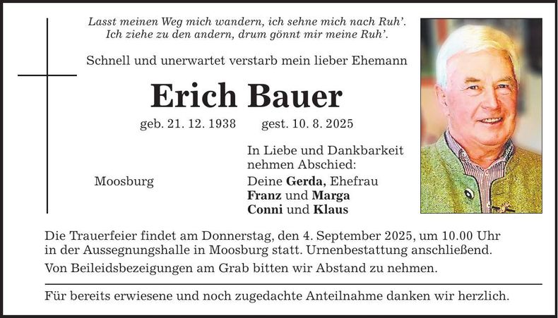Traueranzeige Erich Bauer