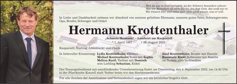 Traueranzeige Hermann Krottenthaler