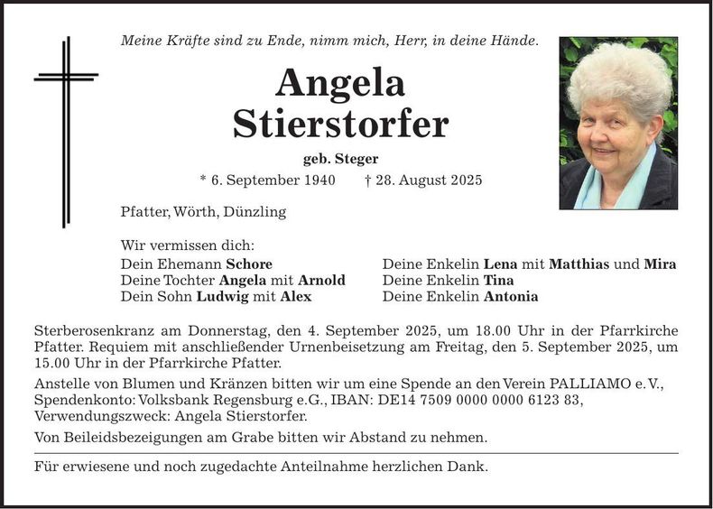 Traueranzeige Angela Stierstorfer