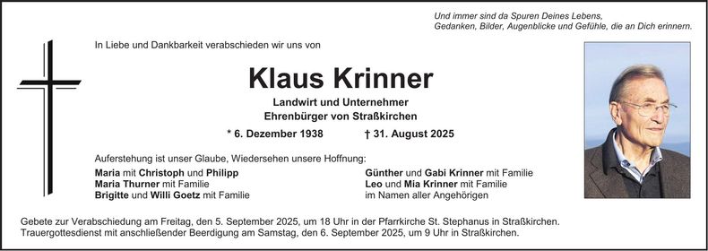 Traueranzeige Klaus Krinner