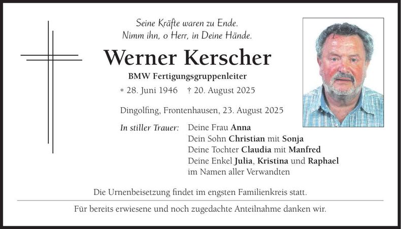 Traueranzeige Werner Kerscher