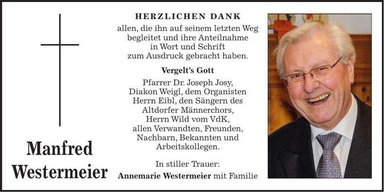 Traueranzeige Manfred Westermeier