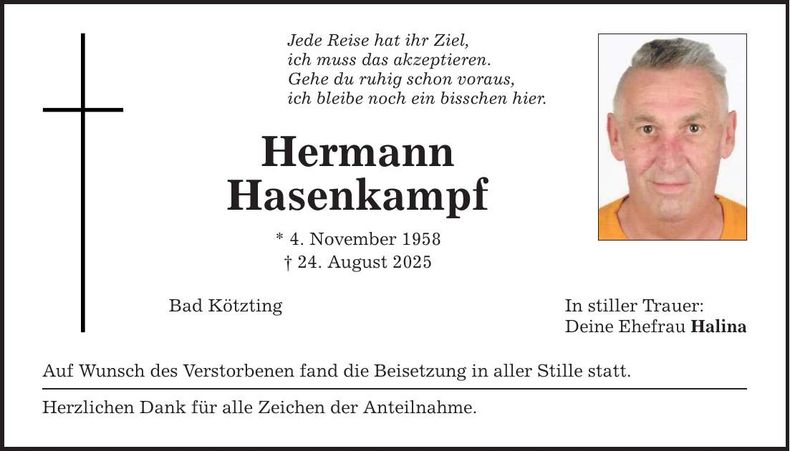 Traueranzeige Hermann Hasenkampf