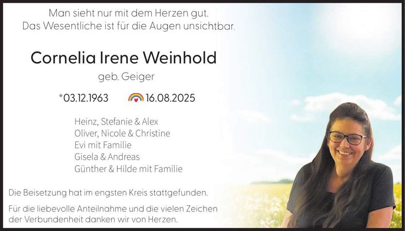 Traueranzeige Cornelia Irene Weinhold