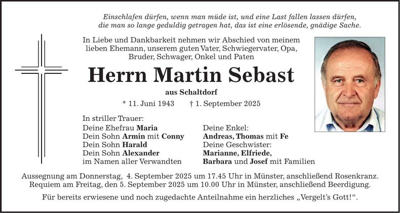 Traueranzeige Martin Sebast