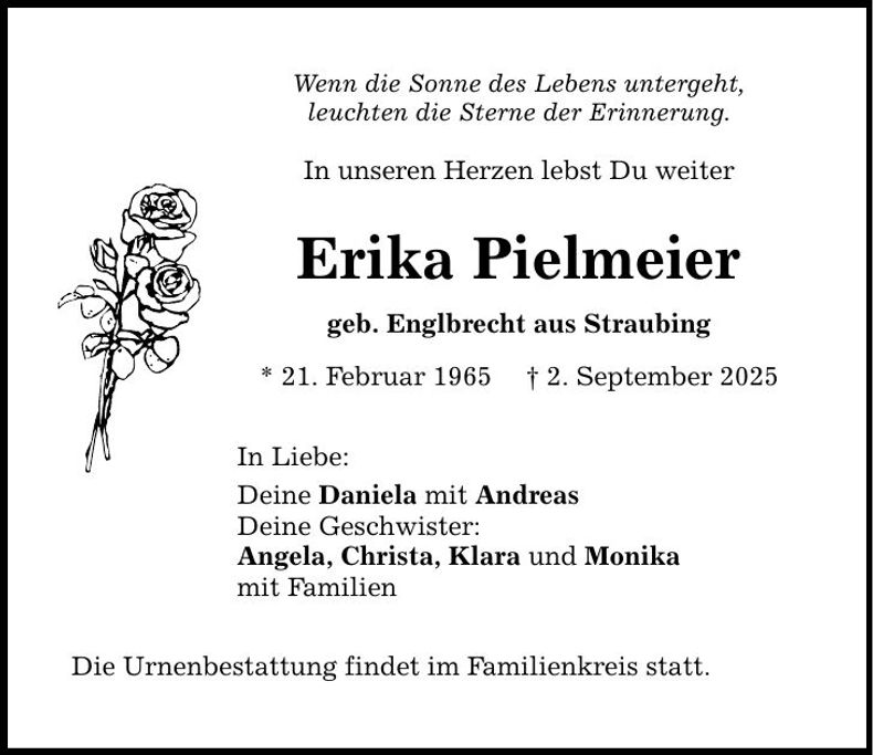 Traueranzeige Erika Pielmeier