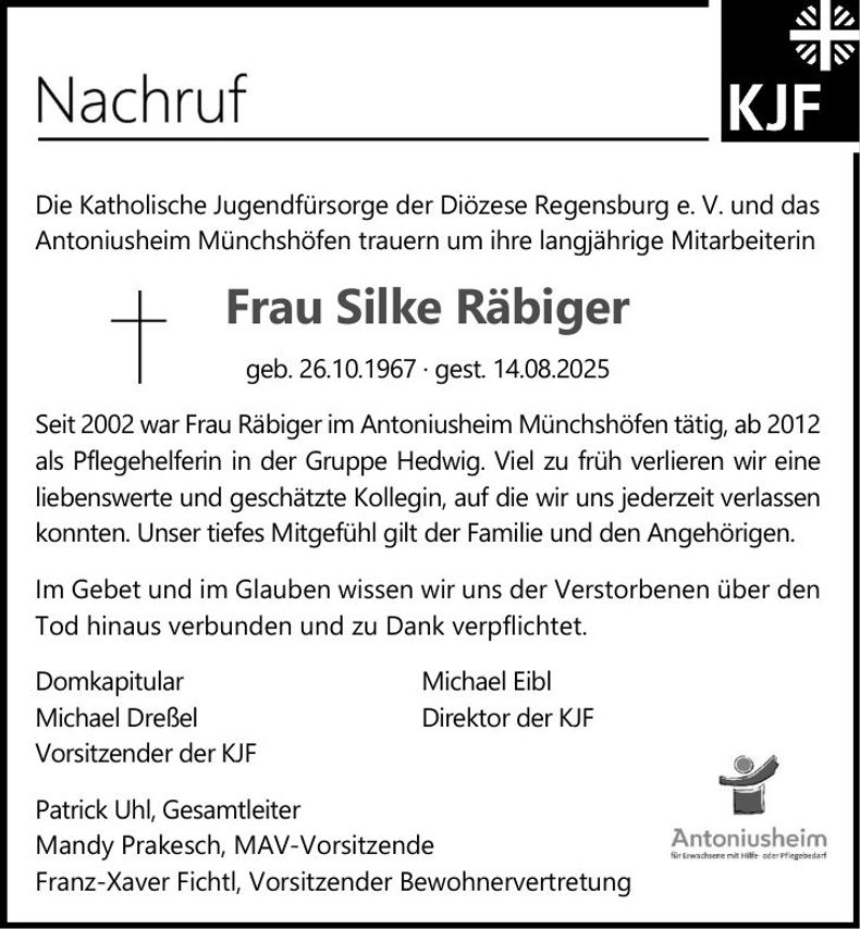 Traueranzeige Silke Räbiger
