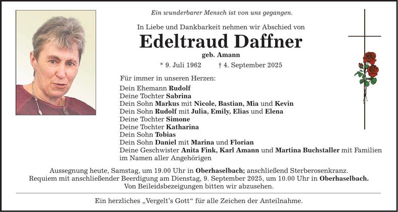 Traueranzeige Edeltraud Daffner