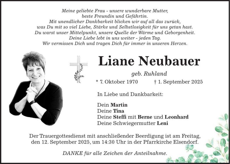 Traueranzeige Liane Neubauer