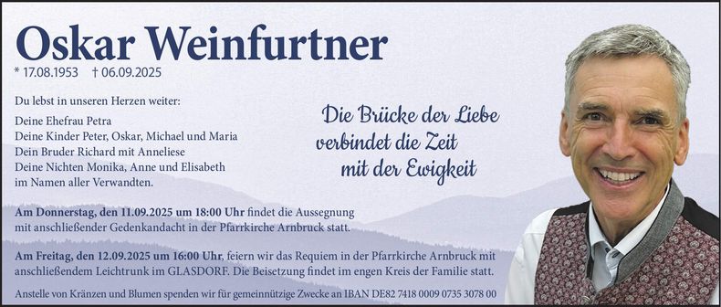 Traueranzeige Oskar Weinfurtner