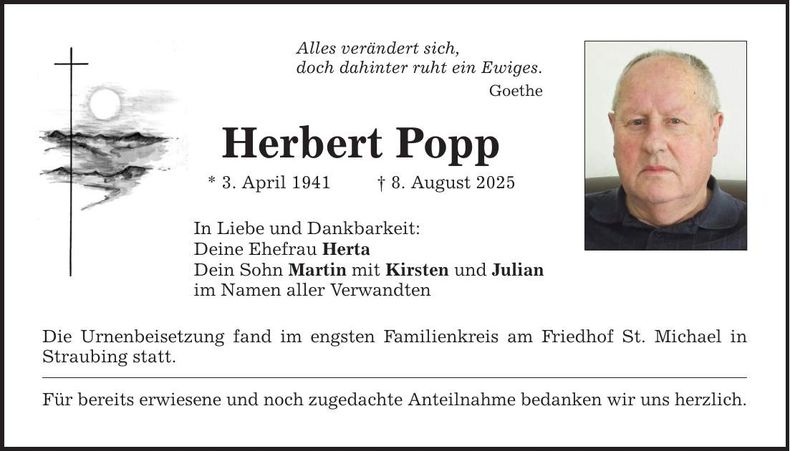Traueranzeige Herbert Popp