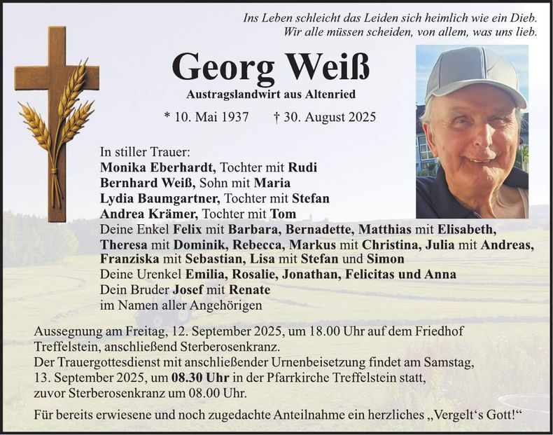 Traueranzeige Georg Weiß