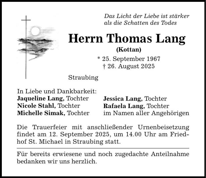 Traueranzeige Thomas Lang