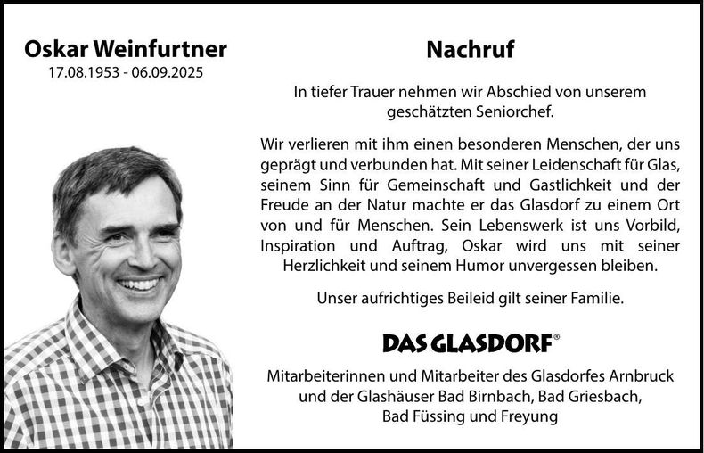 Traueranzeige Oskar Weinfurtner