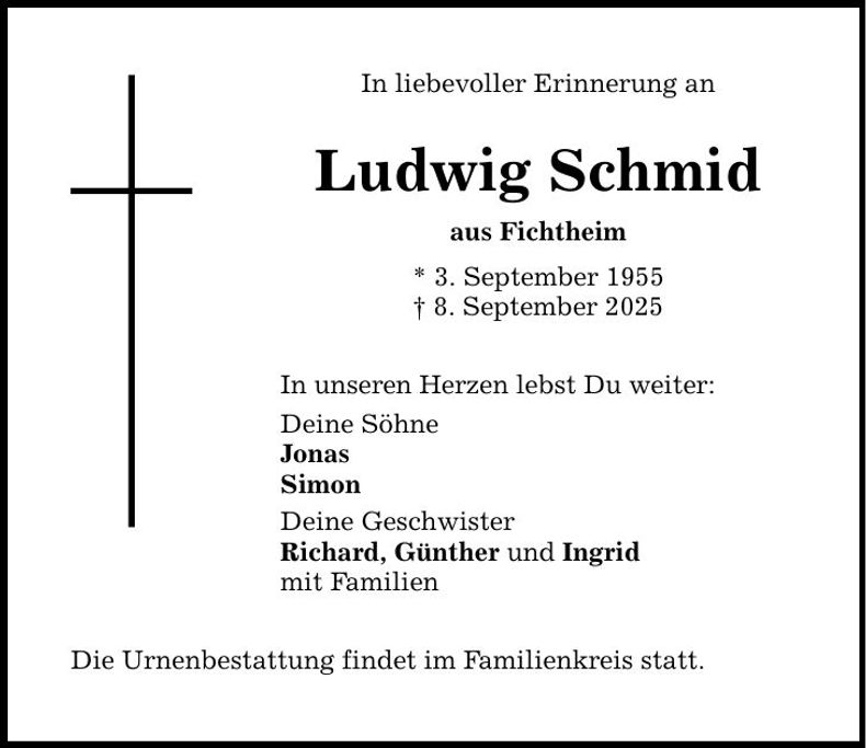 Traueranzeige Ludwig Schmid