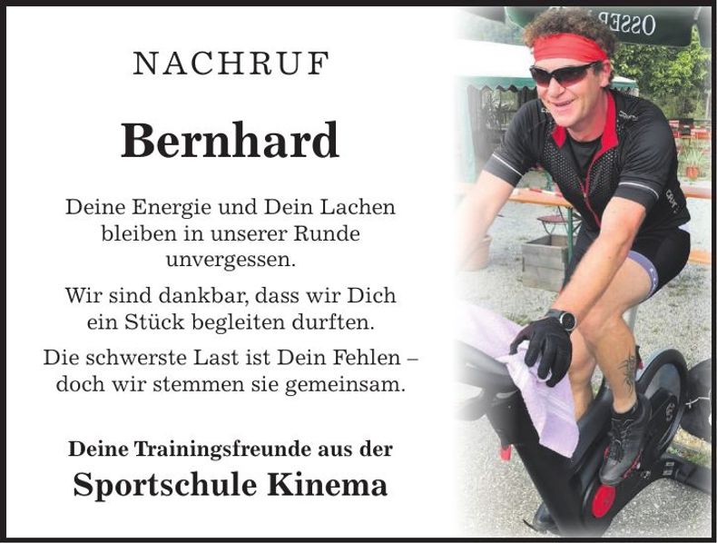 Traueranzeige Bernhard Mühlbauer